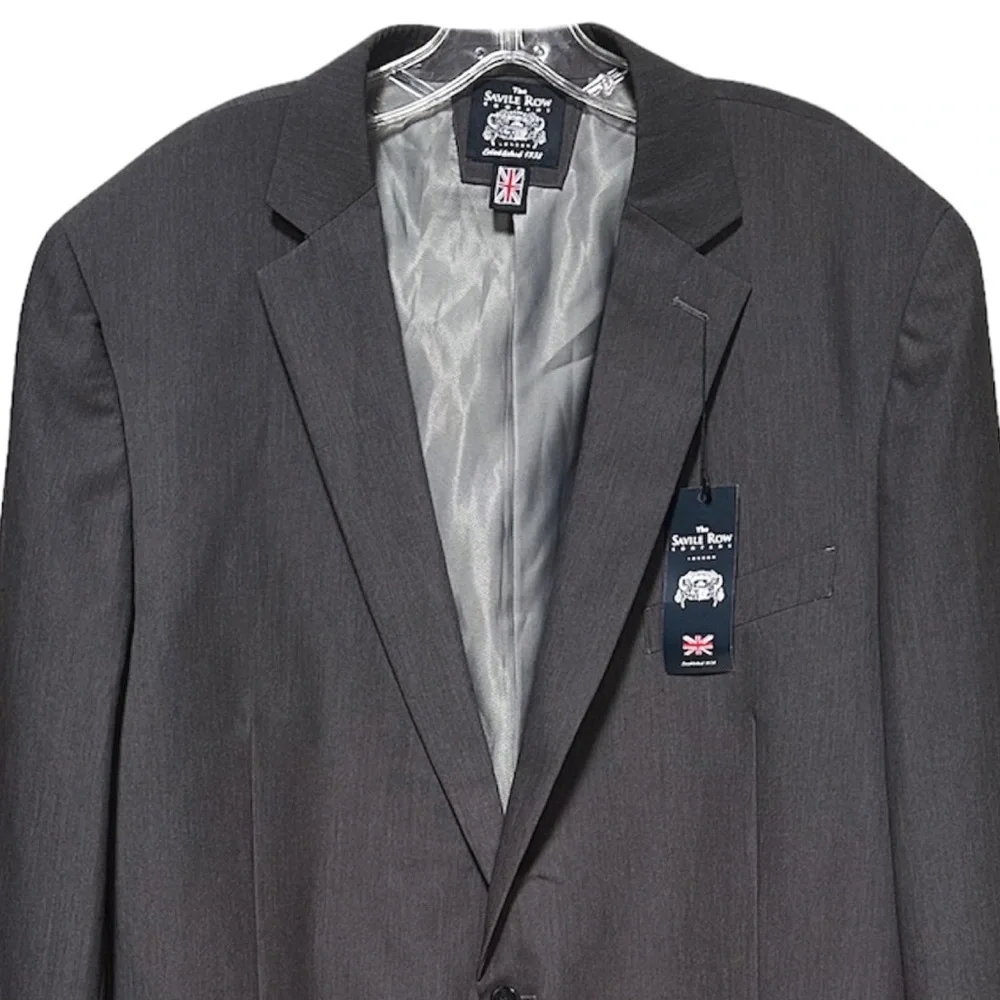 Savile Row Co. Strand Grey Solid Two Button Suit Jacket